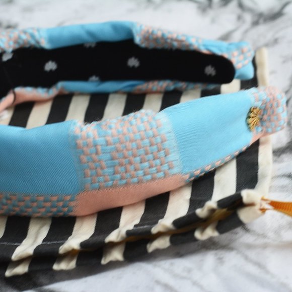 BNWT Lele Sadoughi Plaid Knotted Headband in Sunset Check - Picture 3 of 7